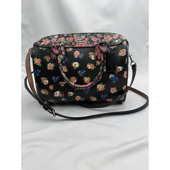 Coach Handbags - COACH Authentic Multicolor Floral Posey Strap Canvas Mini Bennett Satchel F57626